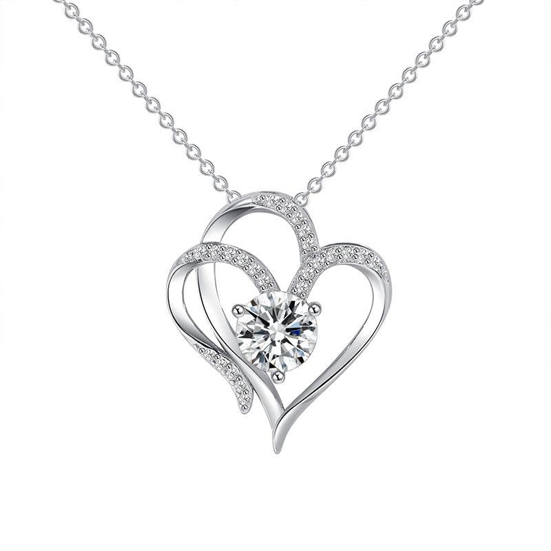 Zircon Double Love Necklace With Rhinestones Heart-shaped - My Beach Kit