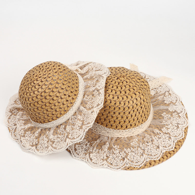 Women Lace Sun Hats For  Wide Brim Straw Beach