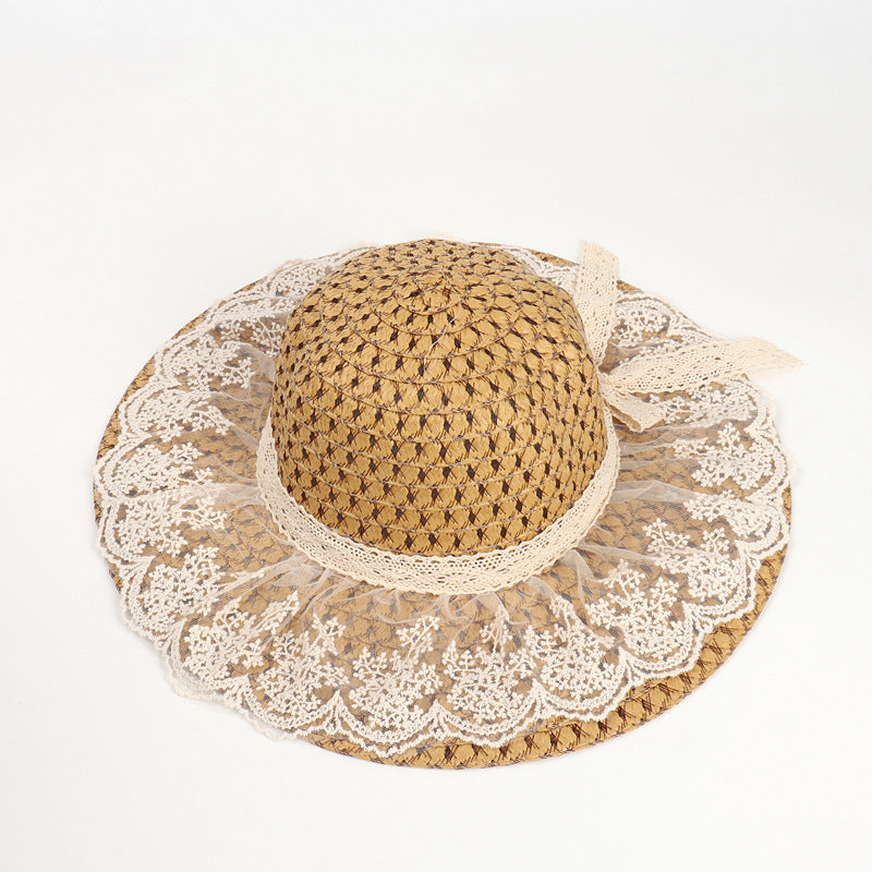 Women Lace Sun Hats For  Wide Brim Straw Beach