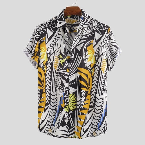 Printed Short Sleeve Shirt Hawaii Beach