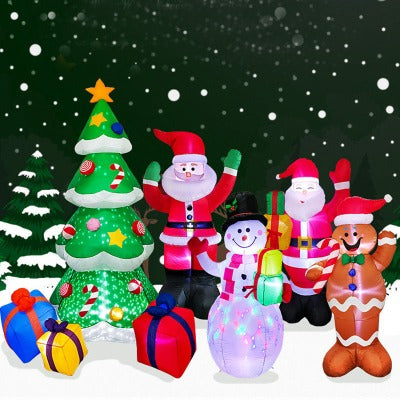 Christmas LED Lights Glowing Santa Tree Snowman Inflatable Doll Outdoor Yard Garden Decor - My Beach Kit