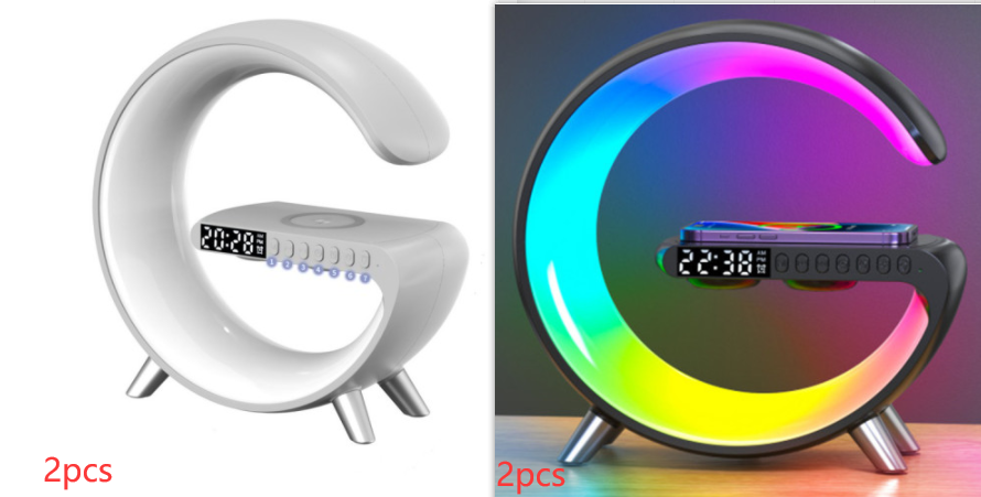 2023 New Intelligent G Shaped LED Lamp Bluetooth Speake Wireless Charger Atmosphere Lamp App Control For Bedroom Home Decor - My Beach Kit