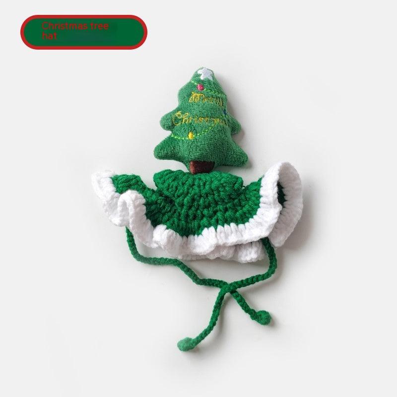 Christmas Tree Pet Head Cover Crocheted Hand-woven - My Beach Kit