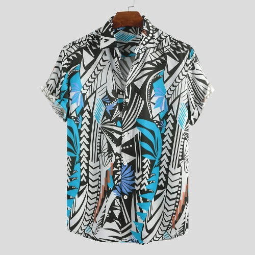 Printed Short Sleeve Shirt Hawaii Beach