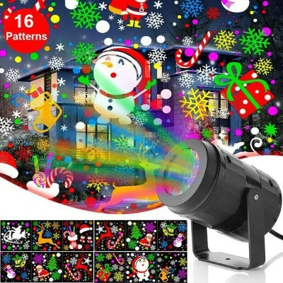 2023 Christmas Party Lights Snowflake Projector Light Led Stage Light Rotating Xmas Pattern Outdoor Holiday Lighting Garden Christmas Decor - My Beach Kit