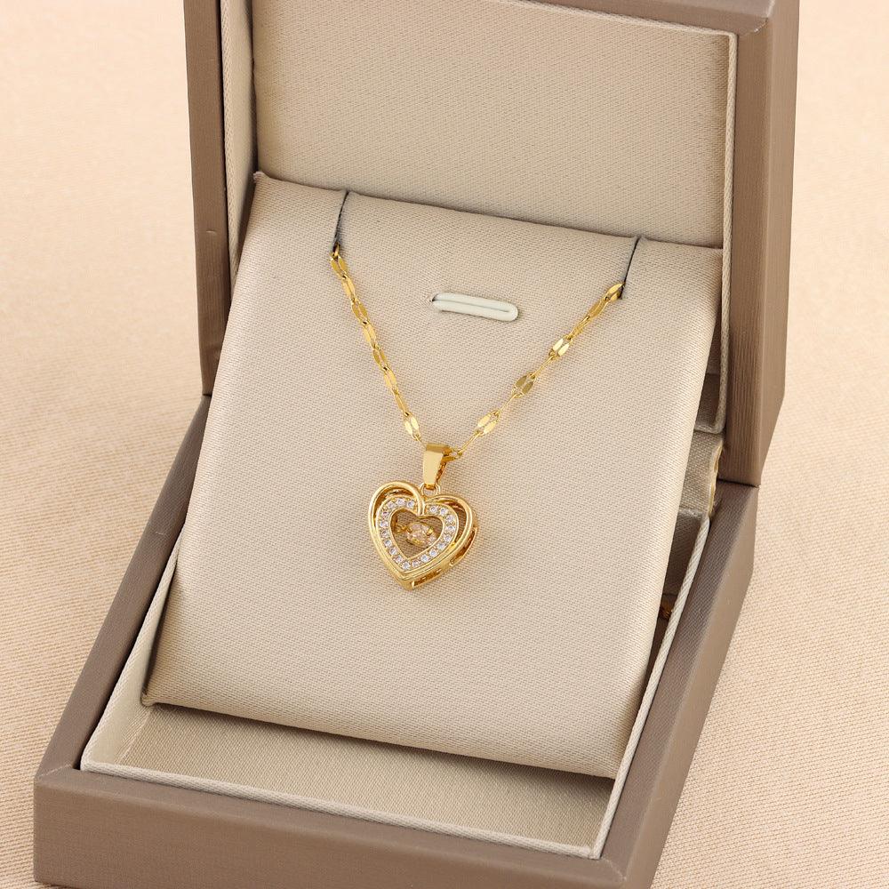 Double-layer Smart Love Pendant Titanium Steel Necklace Jewelry Woman - My Beach Kit