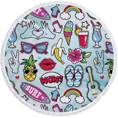 Round Printed Beach Towel - My Beach Kit