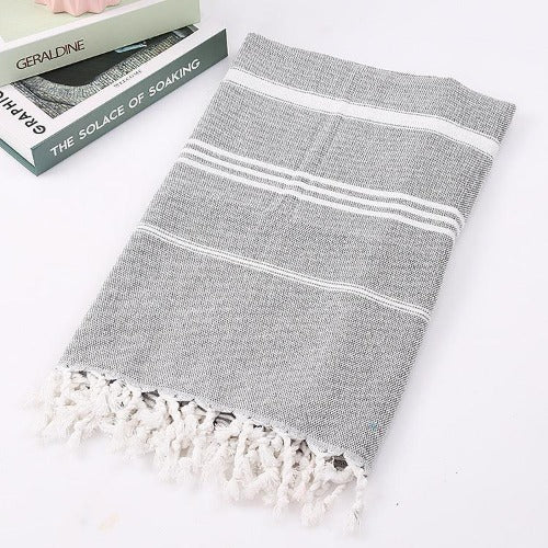 Polyester Cotton Turkish Fringed Beach Towel - My Beach Kit