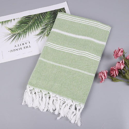 Polyester Cotton Turkish Fringed Beach Towel - My Beach Kit