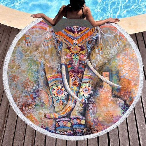 Round Beach Towel With Tassel Digital Printing - My Beach Kit