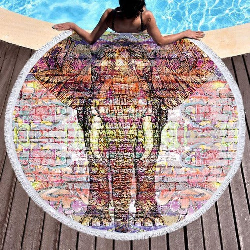 Round Beach Towel With Tassel Digital Printing - My Beach Kit