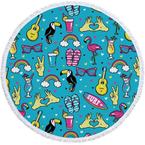 Round Printed Beach Towel - My Beach Kit