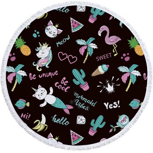 Round Printed Beach Towel - My Beach Kit