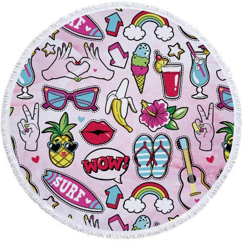 Round Printed Beach Towel - My Beach Kit