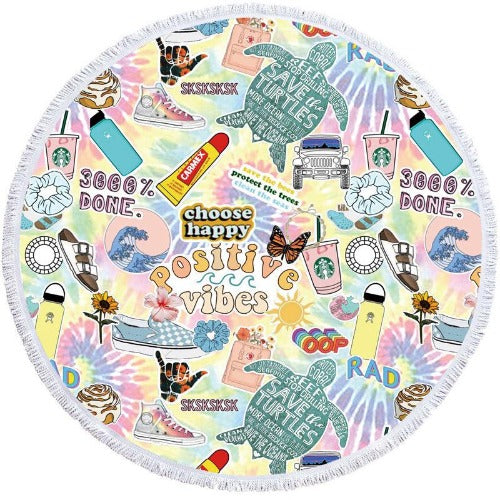 Round Printed Beach Towel - My Beach Kit