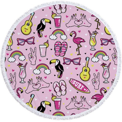 Round Printed Beach Towel - My Beach Kit