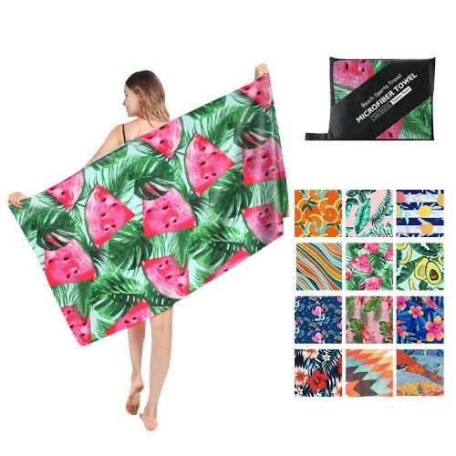 Double Sided Fleece Printed Microfiber Towel - My Beach Kit