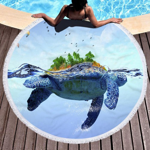 Microfiber Round Digital Print Beach Towel - My Beach Kit