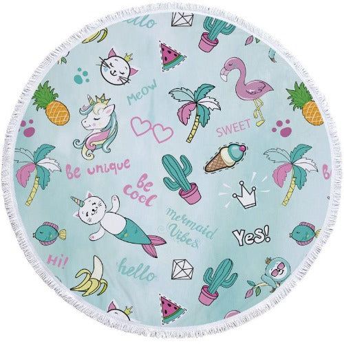 Round Printed Beach Towel - My Beach Kit