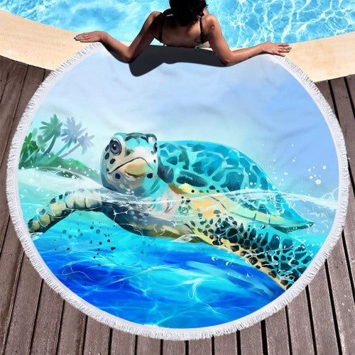 Microfiber Round Digital Print Beach Towel - My Beach Kit