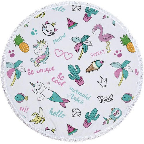 Round Printed Beach Towel - My Beach Kit