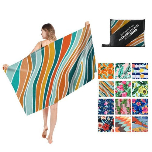 Double Sided Fleece Printed Microfiber Towel - My Beach Kit