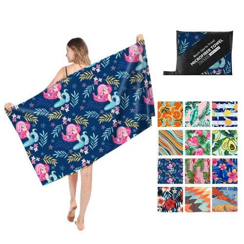 Double Sided Fleece Printed Microfiber Towel - My Beach Kit