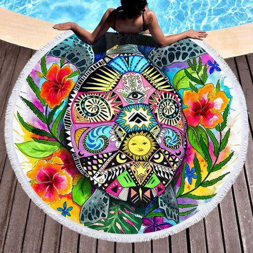 Microfiber Round Digital Print Beach Towel - My Beach Kit