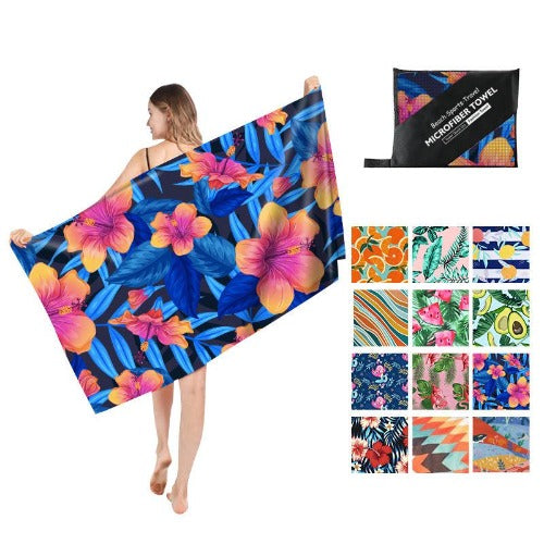 Double Sided Fleece Printed Microfiber Towel - My Beach Kit